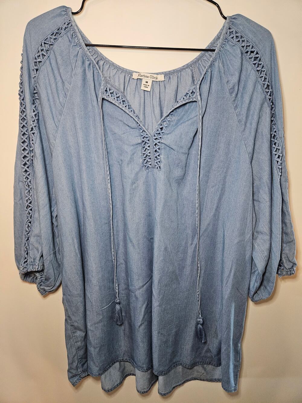 Beautiful Drapey Top Blouse Boho Blue Tencel Rayon Medium Comfort Breathable B69